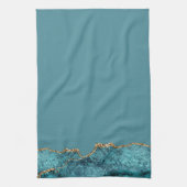 Stijlvolle Navy Blue Gold Agaat Geode Chic Theedoek (Verticaal)