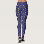 Stijlvolle Navy Blue Gold Stars Moon Night Sky Leggings (Achterkant)