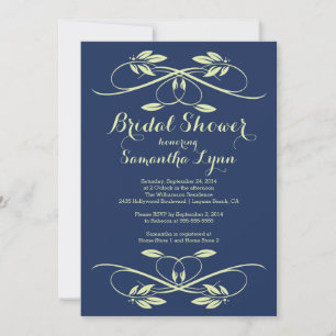 Stijlvolle Navy Blue Leaf Flourish Vrijgezellenfee Kaart