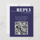 Stijlvolle Navy Blue RSVP-kaarten voor bruiloft QR RSVP Kaartje (Voorkant)