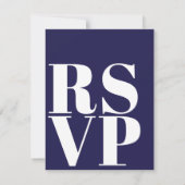 Stijlvolle Navy Blue RSVP-kaarten voor bruiloft QR RSVP Kaartje (Achterkant)