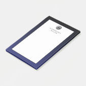 Stijlvolle Navy Blue Silver Monogram Post-it Notes (Schuin)