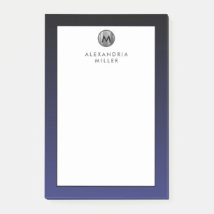 Stijlvolle Navy Blue Silver Monogram Post-it Notes