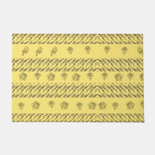 Stijlvolle Navy Blue Stripes & Bloemenprint op gee Deurmat (Voorkant)