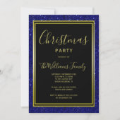 Stijlvolle Navy Glitter, Gold Framed Christmas Par Kaart (Voorkant)