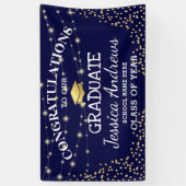 Stijlvolle Navy & Gold Class van 2025 Afstuderen Spandoek (Verticaal)