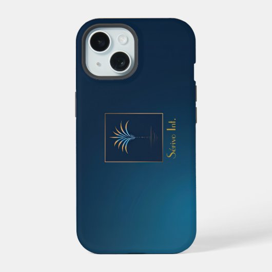 Stijlvolle Navy Monogrammering Midnight Palm iPhone 15 Case (Achterkant)
