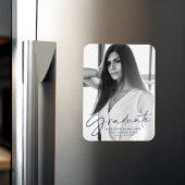 Stijlvolle Navy Script Afstuderen Aankondigingsfot Magneet