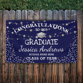 Stijlvolle Navy & Sliver Klasse van 2025 Afstudere Spandoek