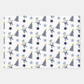 Stijlvolle Navy Spot Plaid Christmas Tree Mix Trio Inpakpapier Vel (Voorkant 3)