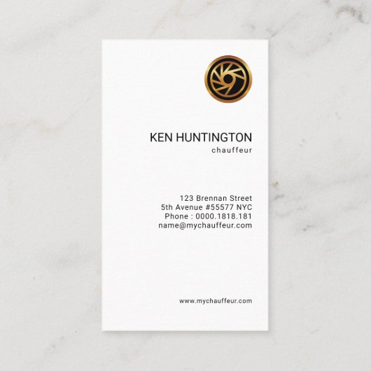 Stijlvolle Neat Clean Modern Minimalist Chauffeur Visitekaartje (Achterkant)