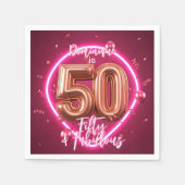 Stijlvolle Neon Glow Up Roos Gold 50e verjaardag Servet (Voorkant)
