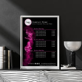 Stijlvolle Neon Pink en Black Script prijslijst Poster