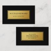 Stijlvolle nep gouden lijst zwarte achtergrond visitekaartje (Voorkant / Achterkant)