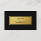 Stijlvolle nep gouden lijst zwarte achtergrond visitekaartje (Achterkant)