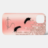 Stijlvolle nep wimpers glitters rozegoud druppels Case-Mate iPhone case (Achterkant (horizontaal))
