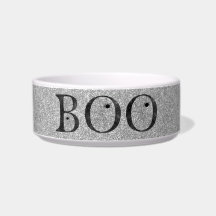 Stijlvolle nep zilveren glitter Boo Halloween hond