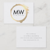 Stijlvolle nepgouden ring met chic monogram visitekaartje (Voorkant / Achterkant)