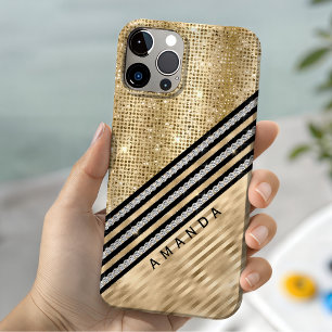 Stijlvolle nepkristal en gouden glitters Gepersona iPhone 15 Case
