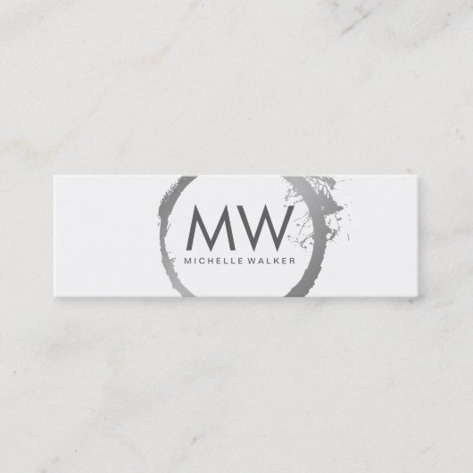 Stijlvolle nepsilveren ring met chic monogram mini visitekaartje (Voorkant)