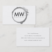 Stijlvolle nepsilveren ring met chic monogram visitekaartje (Voorkant / Achterkant)