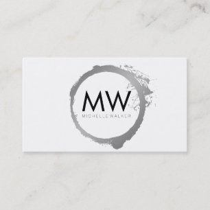 Stijlvolle nepsilveren ring met chic monogram visitekaartje