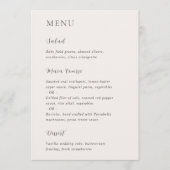 Stijlvolle Neutrale Moderne Trouwdag Menu (Voorkant)