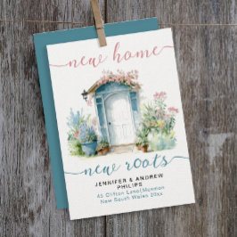 Stijlvolle Nieuwe Huis Bloemen Tuin Roze Blauwgroe Aankondiging