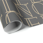 Stijlvolle NOEL Patroon Donkergrijs & goudfeestdag Cadeaupapier (Rol Hoek)