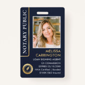 Stijlvolle notaris foto QR Code ID Blauw Goud Badge (Voorkant)