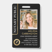 Stijlvolle notaris foto QR Code ID Zwart Goud Badge (Voorzijde)