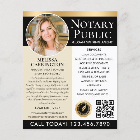 Stijlvolle notaris openbare diensten foto zwart go flyer (Voorkant)