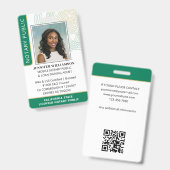 Stijlvolle Notaris Openbare Foto QR Code ID Groene Badge (Voor- en achterkant)