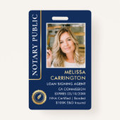 Stijlvolle Notaris Openbare Foto QR Code ID Navy G Badge (Voorkant)