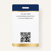 Stijlvolle Notaris Openbare Foto QR Code ID Navy G Badge (Achterkant)