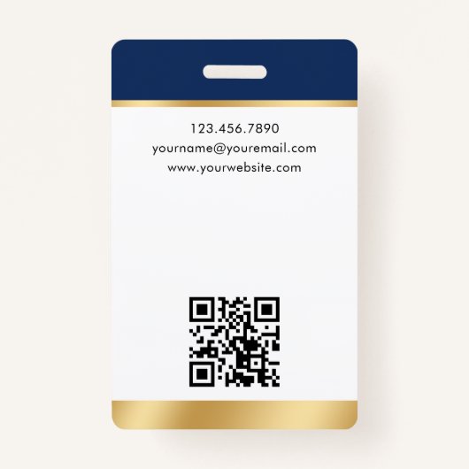 Stijlvolle Notaris Openbare Foto QR Code ID Navy G Badge (Achterkant)