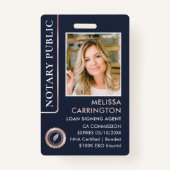 Stijlvolle Notaris Openbare Foto QR ID Blauw Roos  Badge (Voorkant)