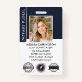 Stijlvolle Notaris Openbare Foto QR Logo Blue Roos Badge (Voorkant)