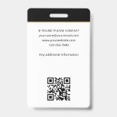 Stijlvolle Notaris Public Agent Foto QR Code ID Zw Badge (Achterkant)