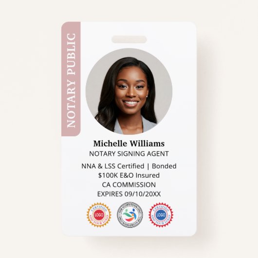 Stijlvolle notaris Public Signing Agent Foto-ID Ro Badge (Voorkant)