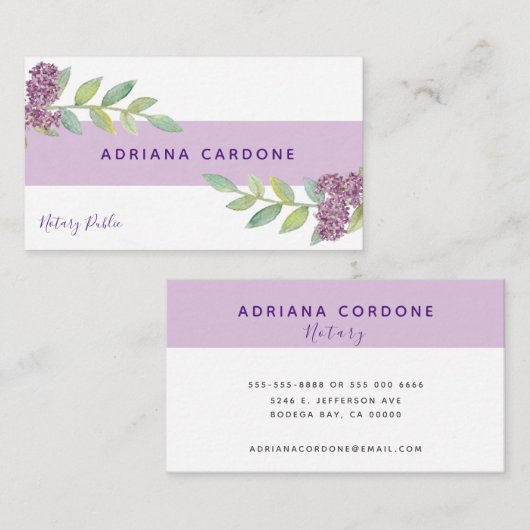 Stijlvolle Notarische openbare Waterverf Visitekaartje (Voorkant / Achterkant)