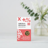 Stijlvolle nummerletters voor boekhouder visitekaartje (Staand voorkant)