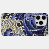 Stijlvolle oceaangolven marine blauw en ivoor Case-Mate iPhone case (Achterkant (horizontaal))