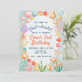 Stijlvolle Ocean Shell-Ebrate thema kleurrijke par Kaart (Staand voorkant)