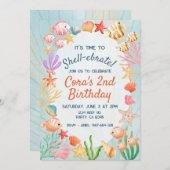 Stijlvolle Ocean Shell-Ebrate thema kleurrijke par Kaart (Voorkant / Achterkant)