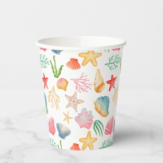 Stijlvolle Ocean Shell-Ebrate Theme Paper Cup Papieren Bekers (Links)