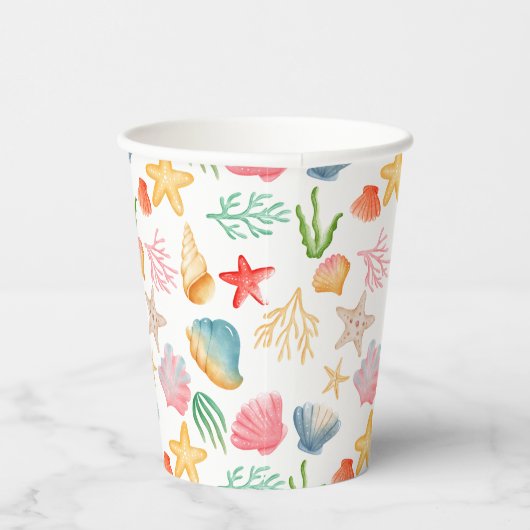 Stijlvolle Ocean Shell-Ebrate Theme Paper Cup Papieren Bekers (Rechts)