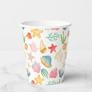 Stijlvolle Ocean Shell-Ebrate Theme Paper Cup Papieren Bekers