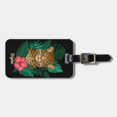 Stijlvolle Oerwoud Luipaard Bloemnaam Kinder | Zwa Bagagelabel (Voorkant horizontaal)