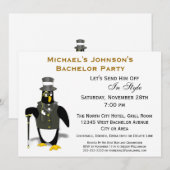 Stijlvolle officiële Tuxedo Penguin Bachelor Party Kaart (Voorkant / Achterkant)